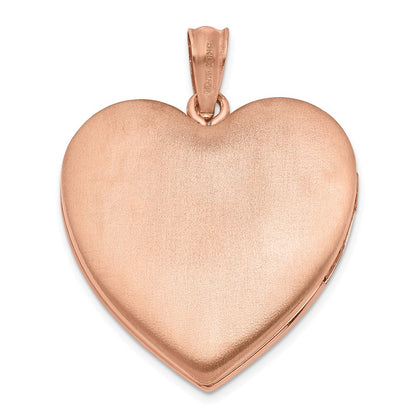 Sterling Silver Rose Gold-Plated 24mm Plain Heart Locket