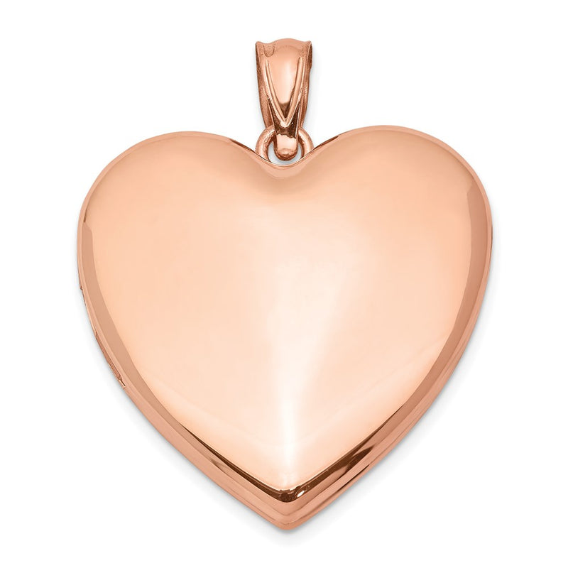 Sterling Silver Rose Gold-Plated 24mm Plain Heart Locket