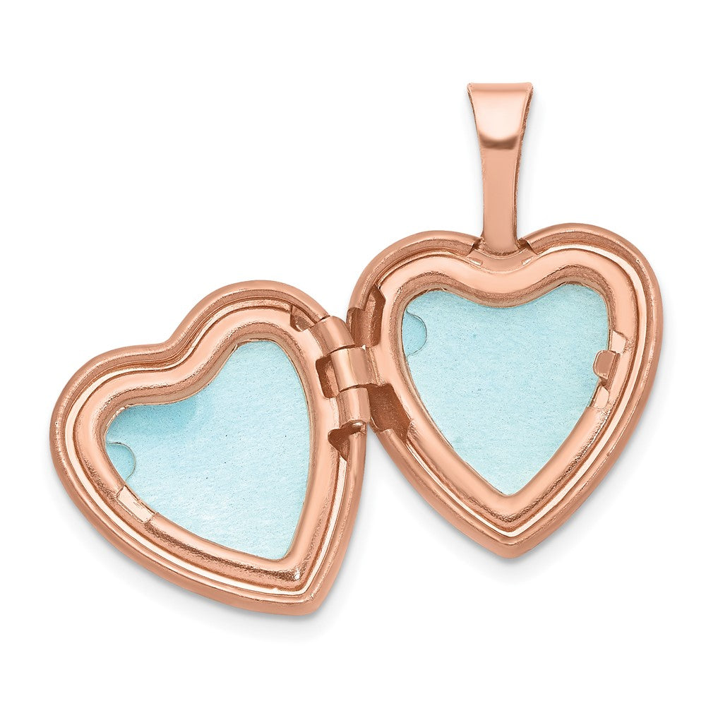 Sterling Silver Rose Gold-Plated Flower Border 12mm Heart Locket