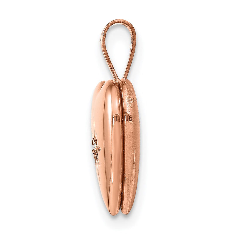 Sterling Silver Rose Gold-Plated & Diamond Polished 12mm Heart Locket