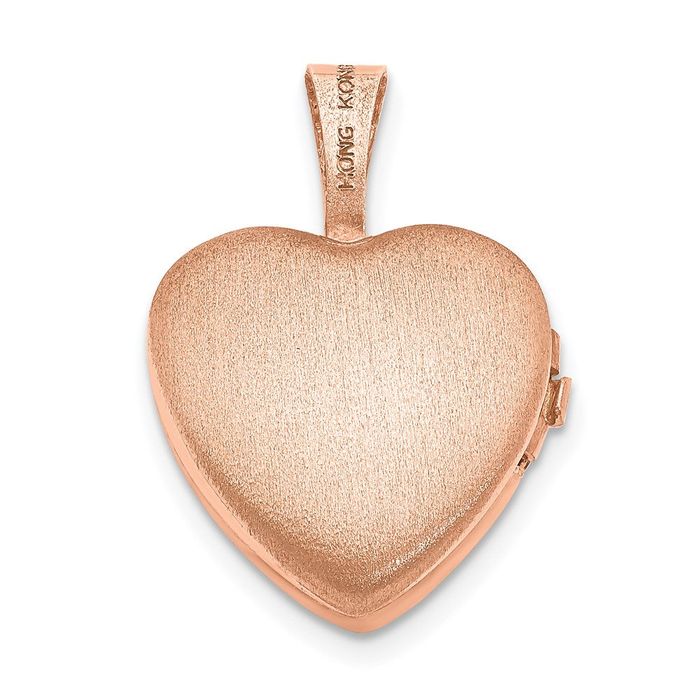 Sterling Silver Rose Gold-Plated & Diamond Polished 12mm Heart Locket