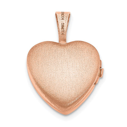 Sterling Silver Rose Gold-Plated & Diamond Polished 12mm Heart Locket