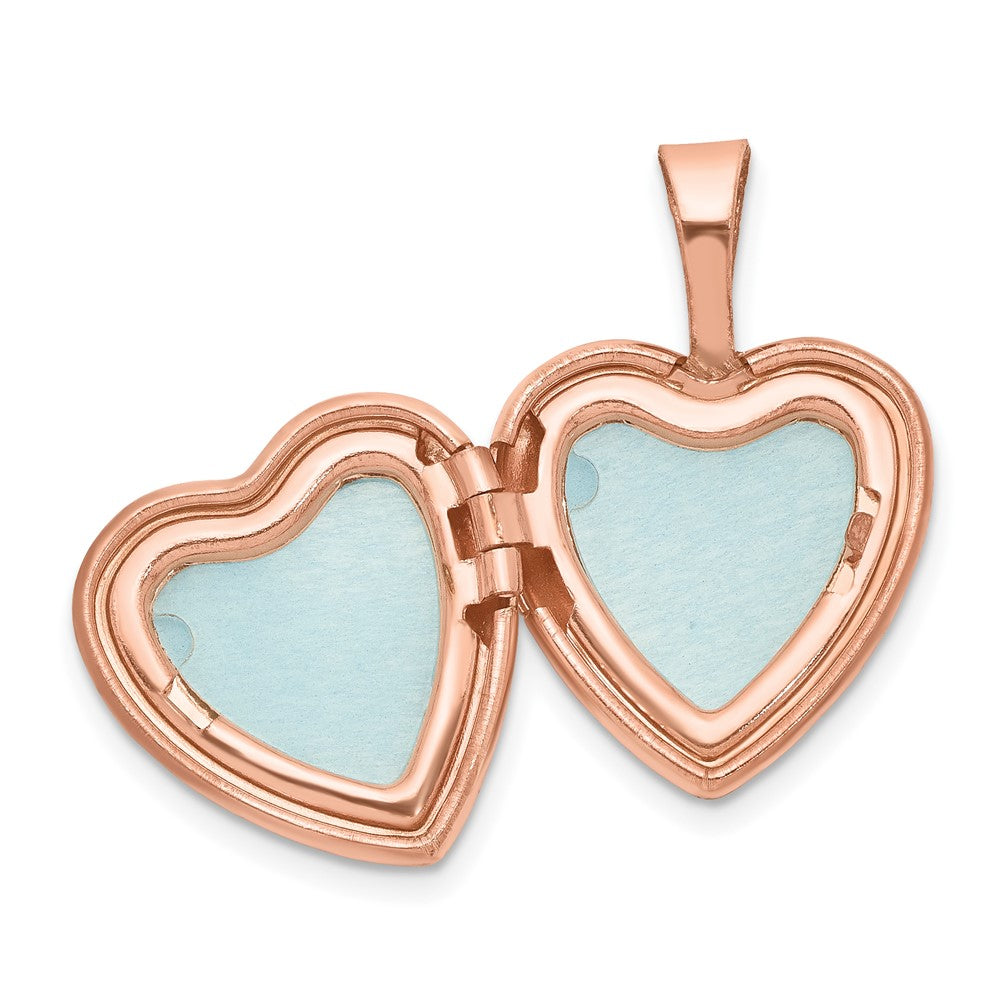 Sterling Silver Rose Gold-Plated & Diamond Polished 12mm Heart Locket