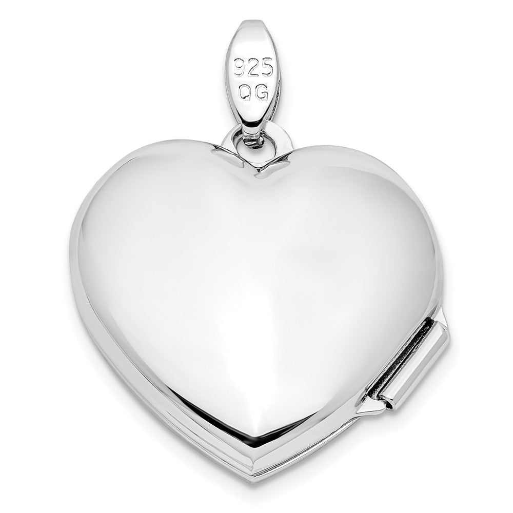 Sterling Silver Rhodium-Plated Faith Hope Love 18mm Heart Locket
