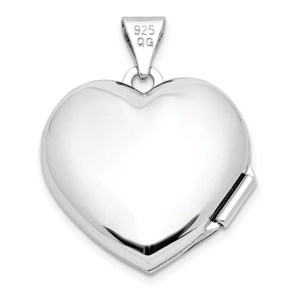 Sterling Silver Rhod-Plate Rose & Gold-Tone Flower I Love You Heart Locket