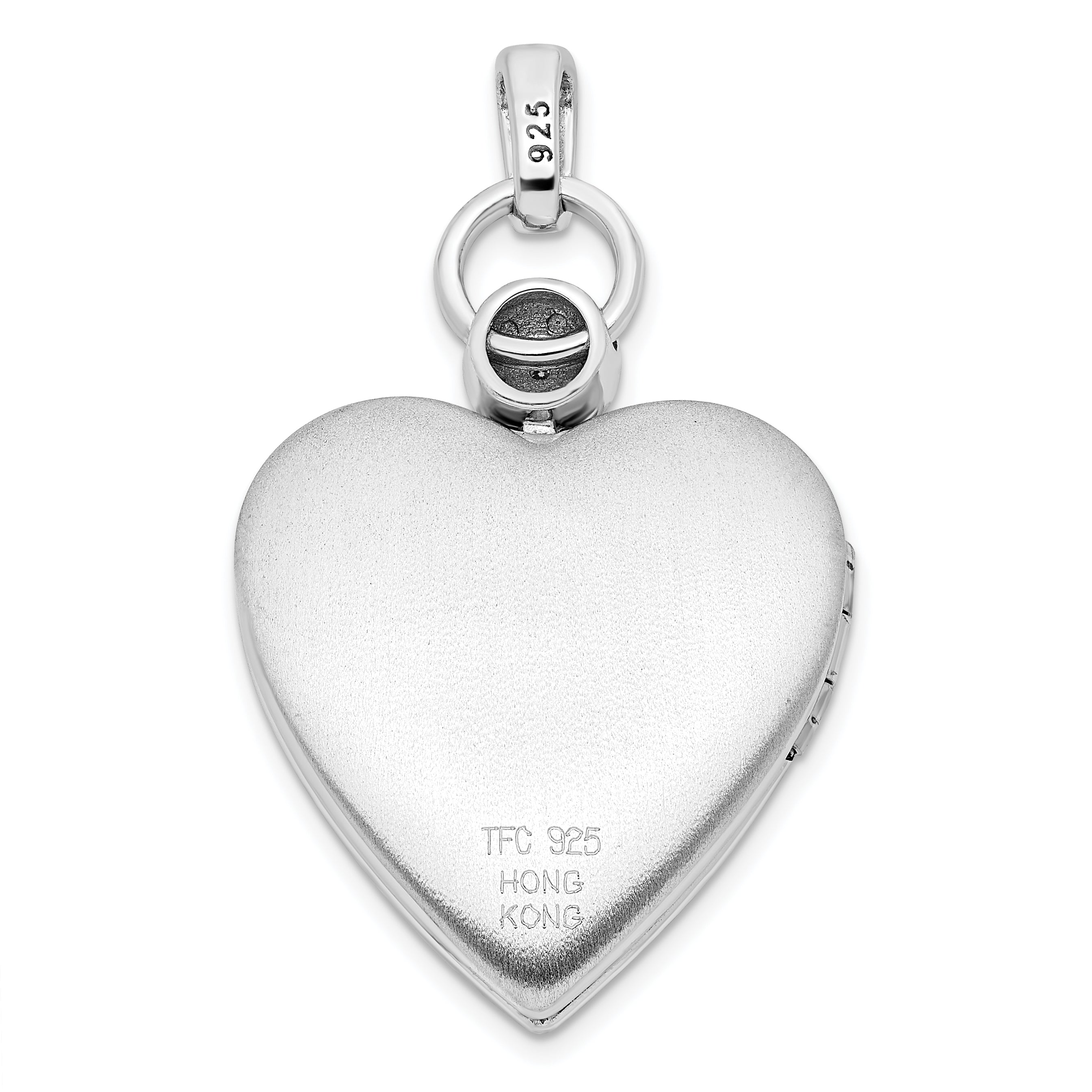 Sterling Silver Rhodium-plate 21mm Diamond Accent Swirl Heart Locket