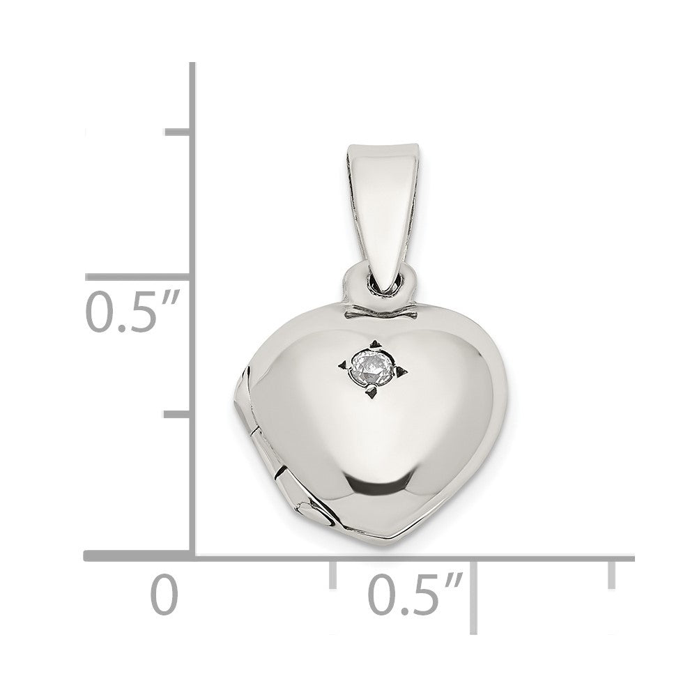 Sterling Silver Cz Heart Locket