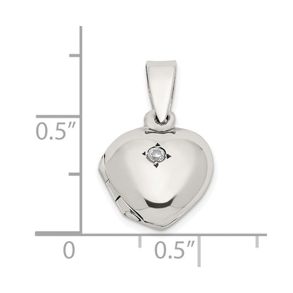 Sterling Silver Cz Heart Locket