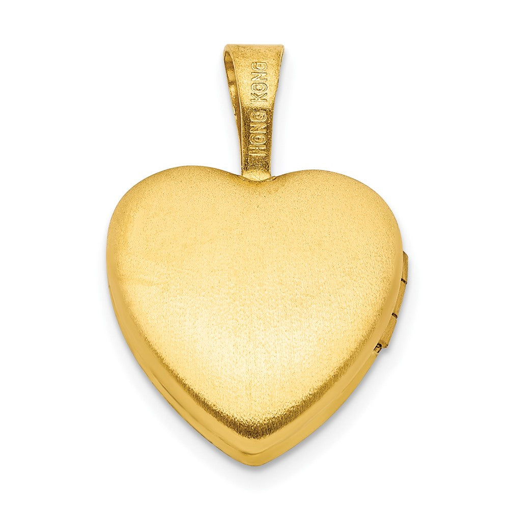 Ss/Gold Plated Sterling Silver Gold-Plated Satin & Polished 12mm Fairy Heart Locket