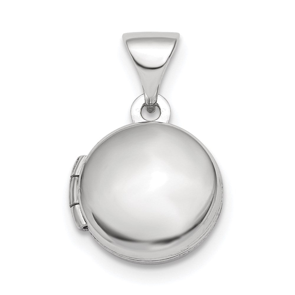 Sterling Silver Rhodium-Plated Polished Domed 10mm Round Locket