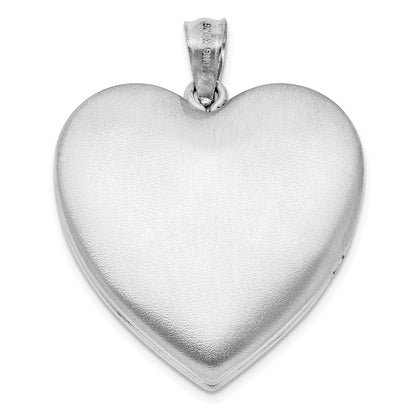 Sterling Silver Rhodium-Plated 24mm Plain Ash Holder Heart Locket