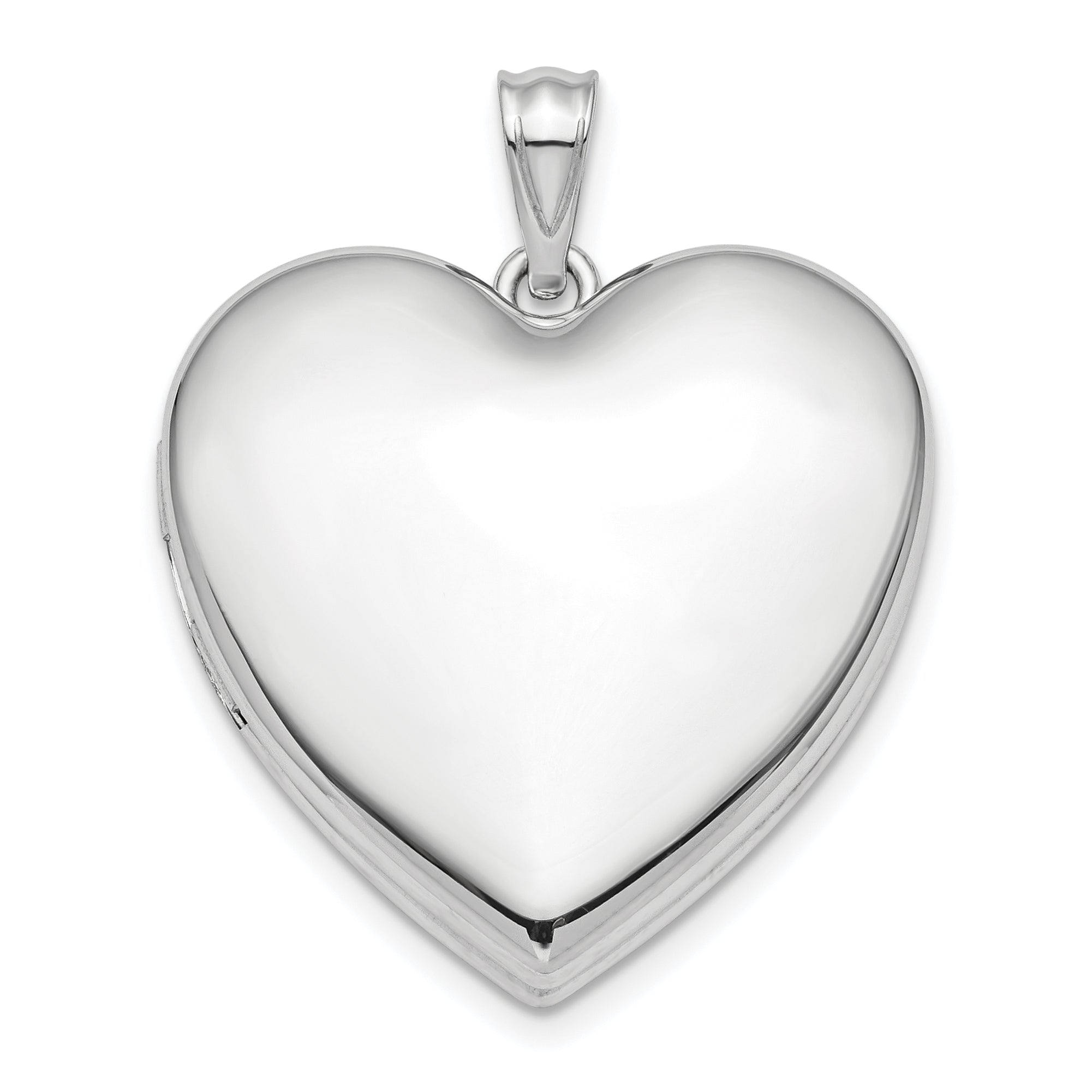 Sterling Silver Rhodium-Plated 24mm Plain Ash Holder Heart Locket