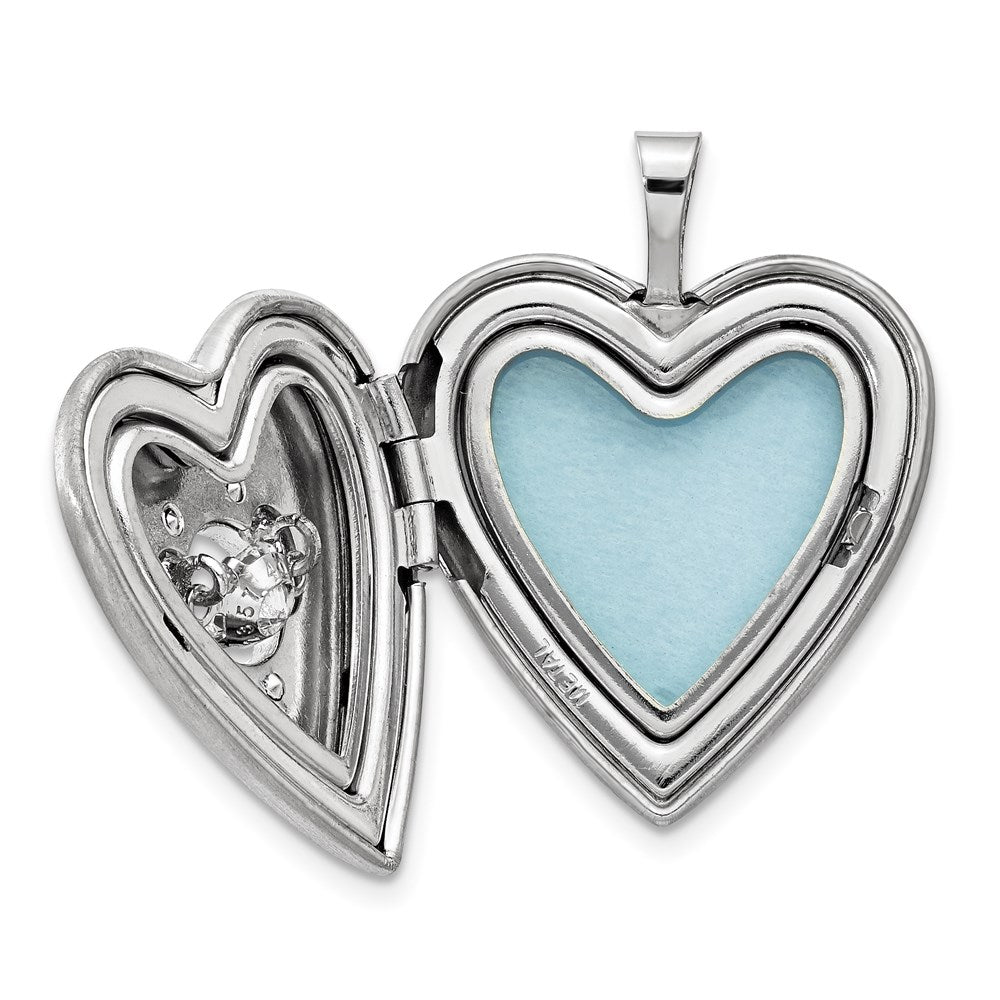 Sterling Silver Rh-Pltd Satin/polish Enamel 20mm Vibrant CZ Heart Locket