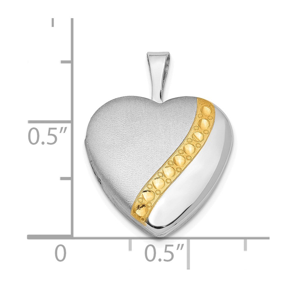 Sterling Silver Gold-Tone Polished & Satin 16mm Heart Locket