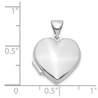 Sterling Silver Rhodium-Plated Plain 15mm Heart Locket