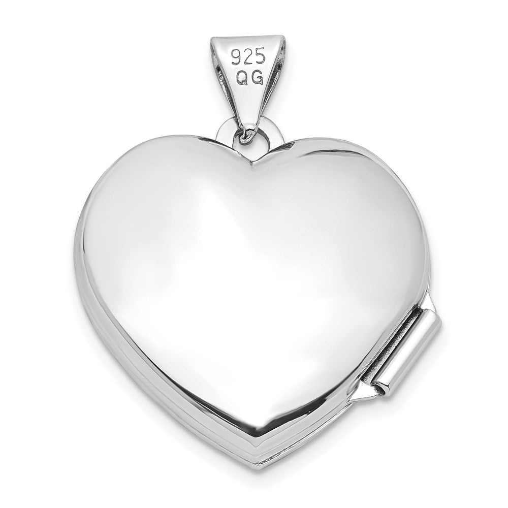 Sterling Silver Rhodium-Plated Polished 18mm Heart Locket