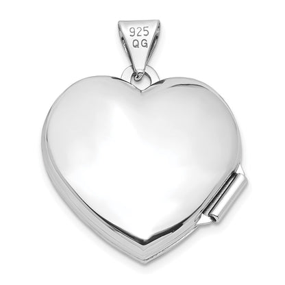 Sterling Silver Rhodium-Plated Polished 18mm Heart Locket