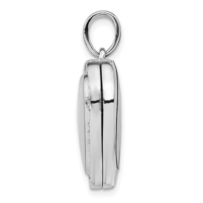 Sterling Silver Rhodium-Plated Cz 23mm Heart Locket