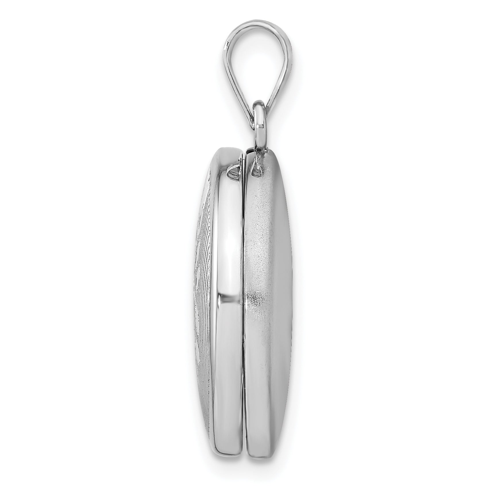 Sterling Silver Rhodium-Plated 20mm Grooved & Polished Tree Round Locket
