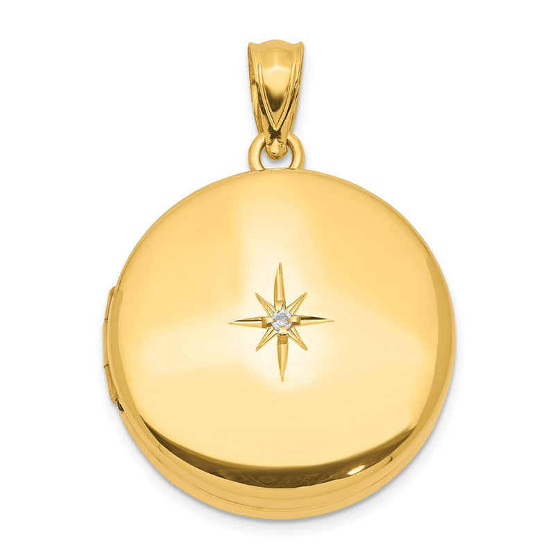 Ss/Gold Plated Sterling Silver 20mm Gold-Plated Polished Diamond Accent Round Locket