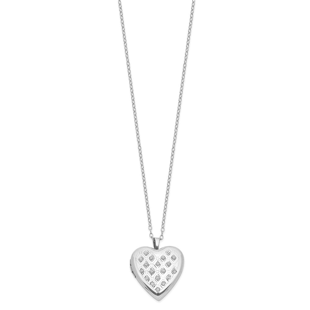 Sterling Silver Diamond Fascination Mystique Platinum-Plated Heart Locket