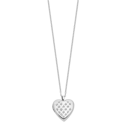 Sterling Silver Diamond Fascination Mystique Platinum-Plated Heart Locket