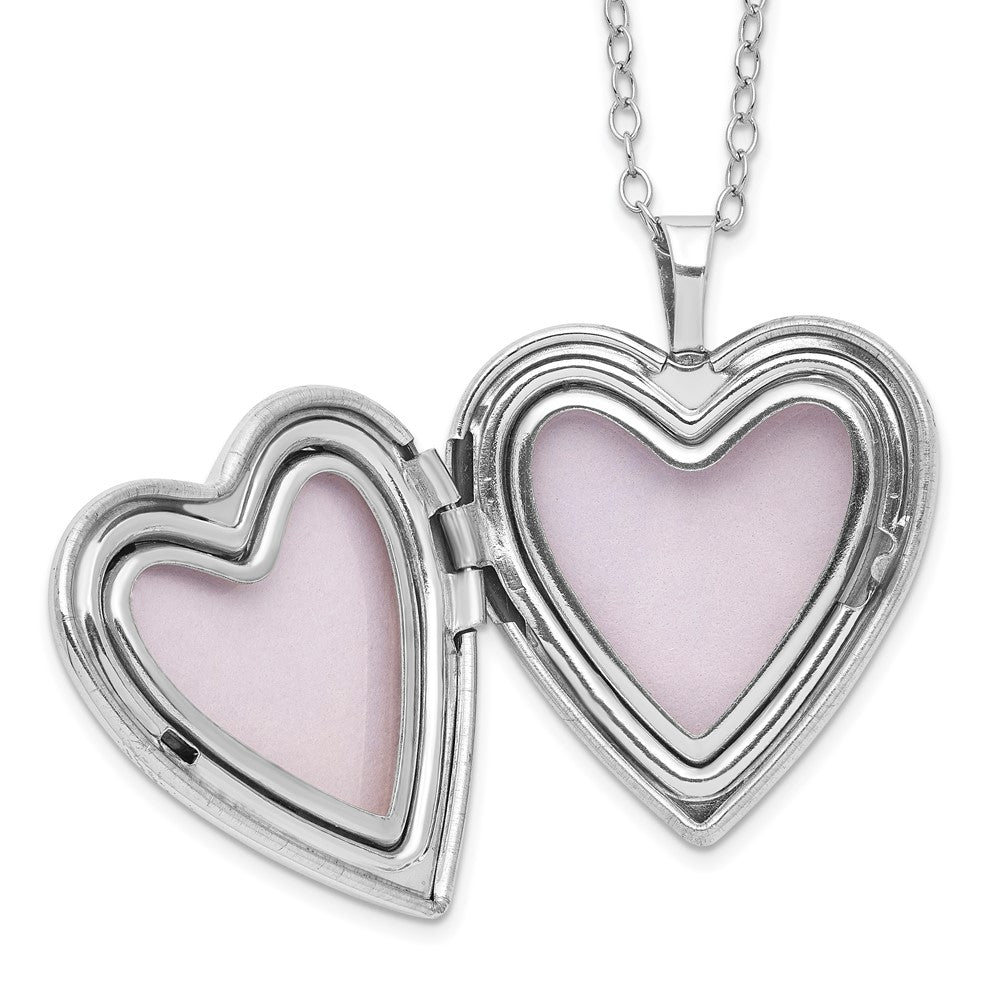 Sterling Silver Diamond Fascination Mystique Platinum-Plated Heart Locket