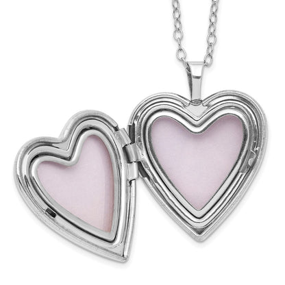 Sterling Silver Diamond Fascination Mystique Platinum-Plated Heart Locket