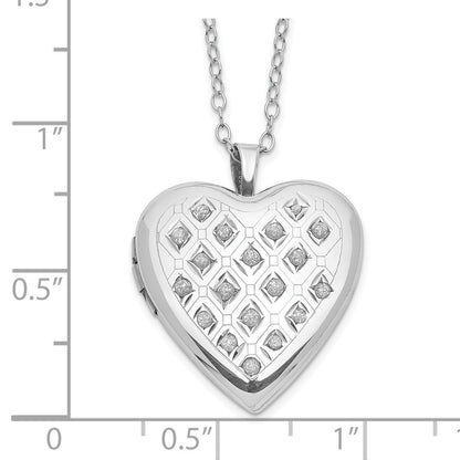 Sterling Silver Diamond Fascination Mystique Platinum-Plated Heart Locket