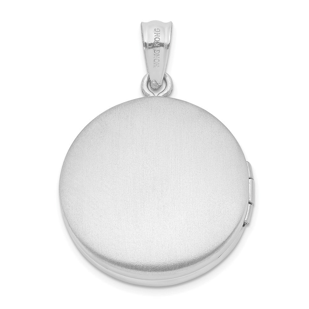 Sterling Silver Rh-Pltd 20mm Diamond Always On My Mind Round Locket