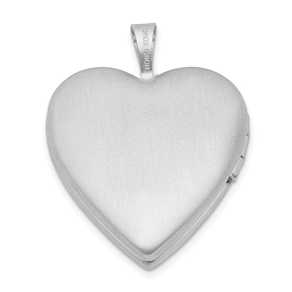 Sterling Silver Rhodium-Plated Diamond & Vibrant Cz Heart Locket