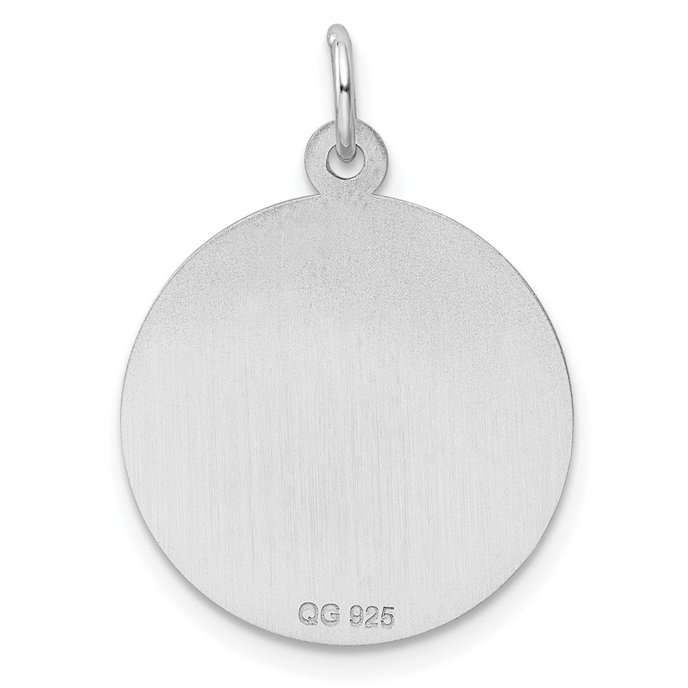 Sterling Silver Rhodium-Plated Engraveable Boy Disc Charm