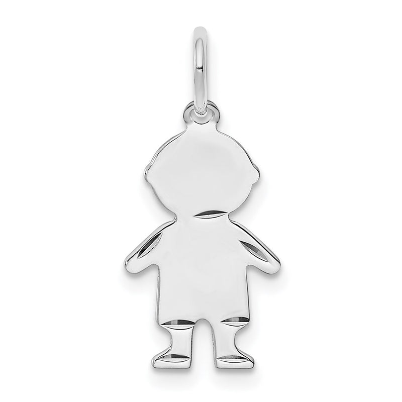 Sterling Silver Rh-Plt Engravable Boy Polished Front/back Disc Charm