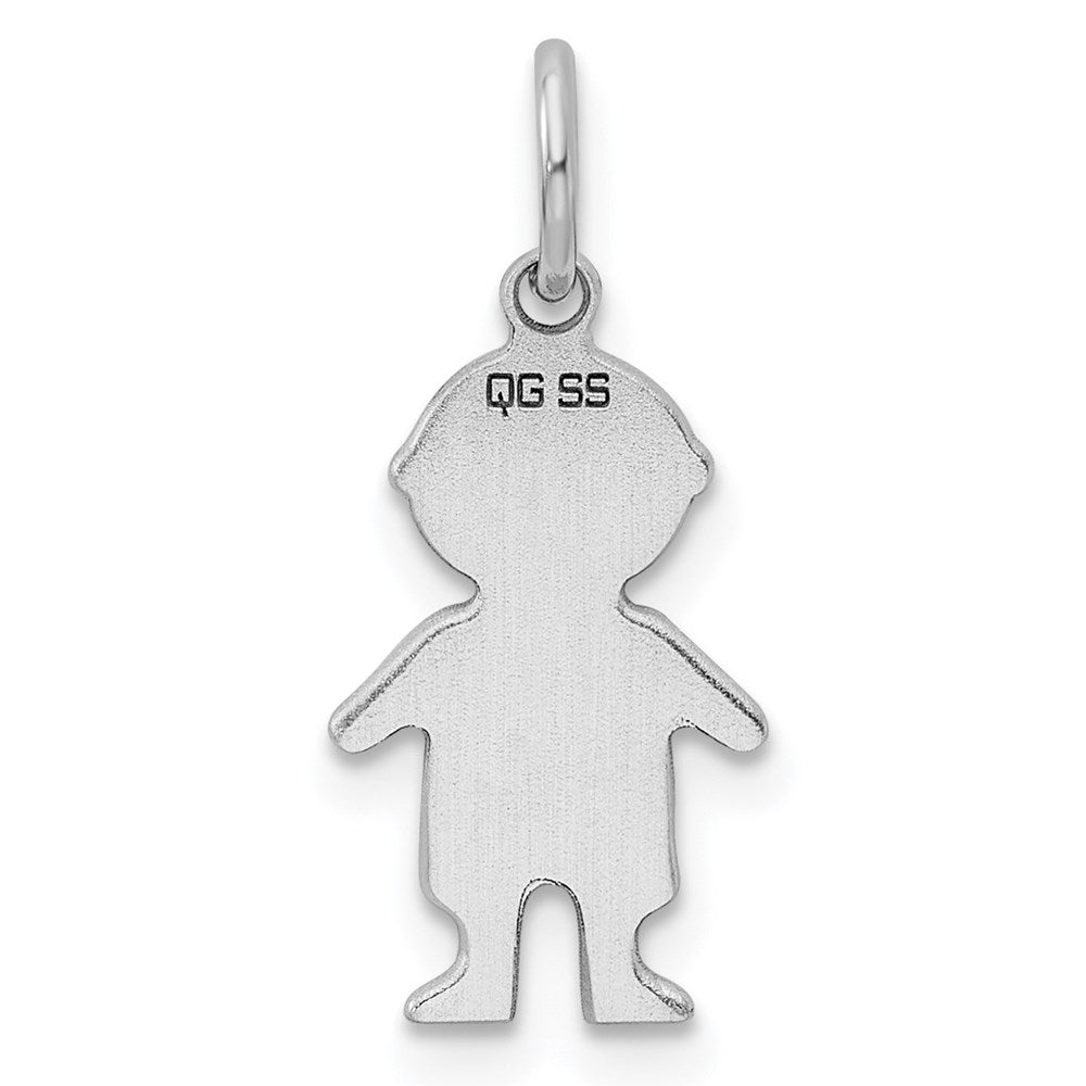 Sterling Silver Rhodium Plated Eng. Boy Polished Front/back Disc Charm