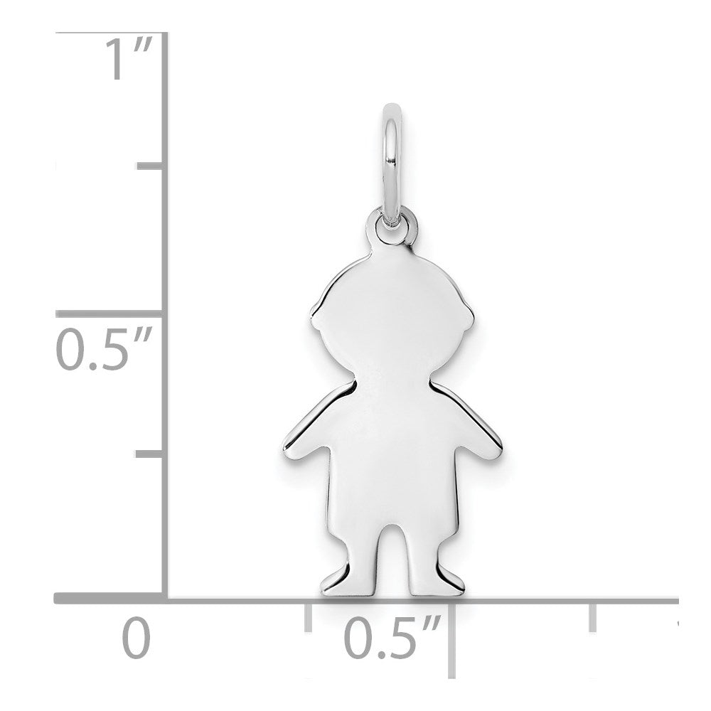 Sterling Silver Rhodium Plated Eng. Boy Polished Front/back Disc Charm