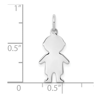 Sterling Silver Rhodium Plated Eng. Boy Polished Front/back Disc Charm