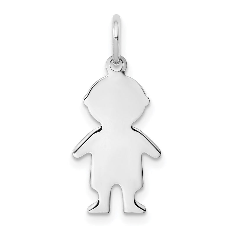 Sterling Silver Rhodium Plated Eng. Boy Polished Front/back Disc Charm