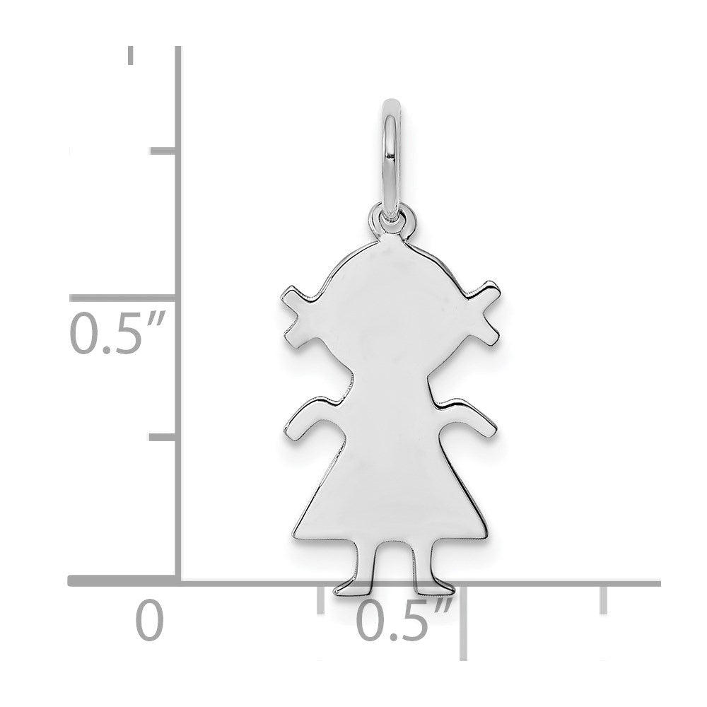 Sterling Silver Rhodium Plated Eng. Girl Polished Front/back Disc Charm