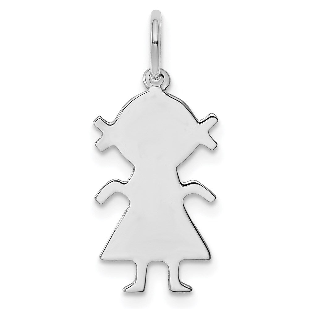 Sterling Silver Rhodium Plated Eng. Girl Polished Front/back Disc Charm