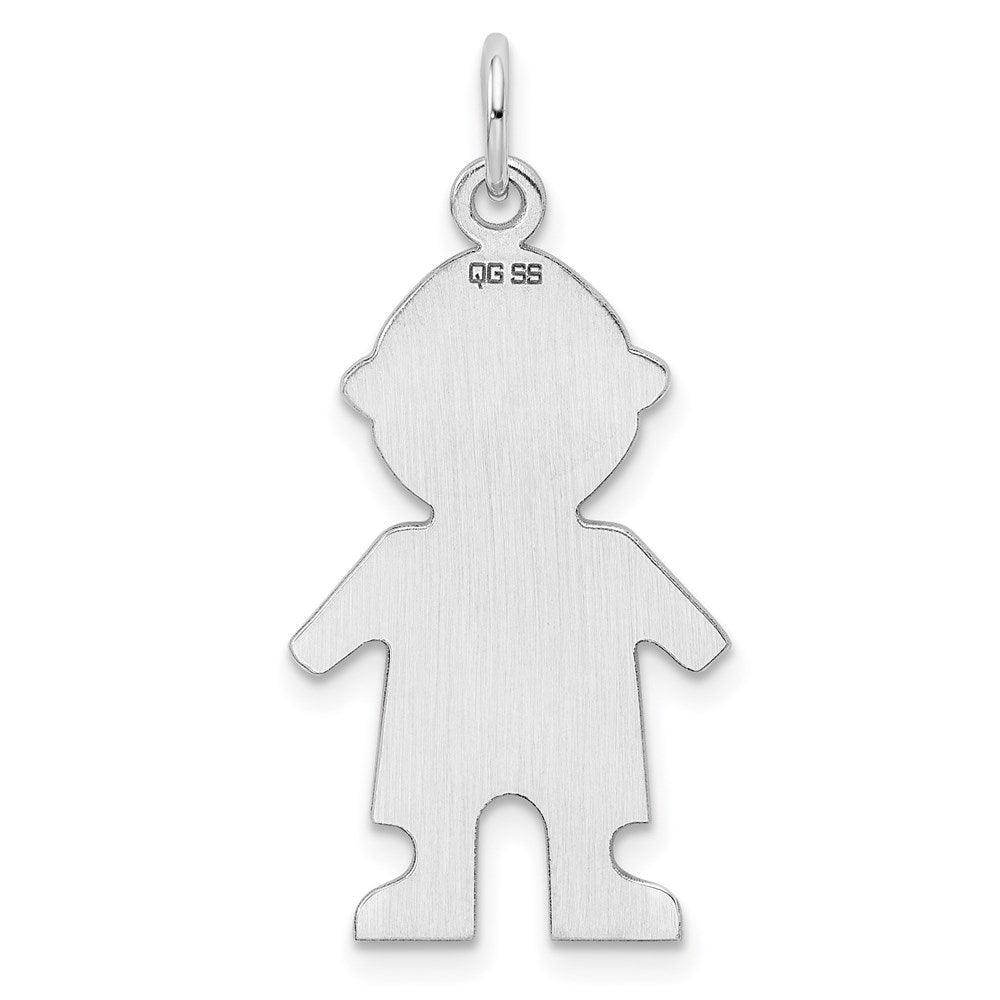 Sterling Silver Rhodium Plated Eng. Boy Polished Front/back Disc Charm