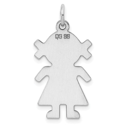 Sterling Silver Rhodium Plated Eng. Girl Polished Front/back Disc Charm