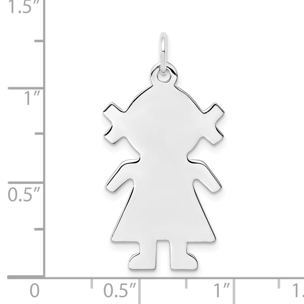 Sterling Silver Rhodium Plated Eng. Girl Polished Front/back Disc Charm