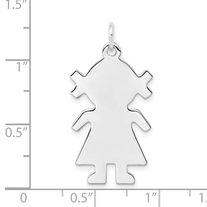 Sterling Silver Rhodium Plated Eng. Girl Polished Front/back Disc Charm