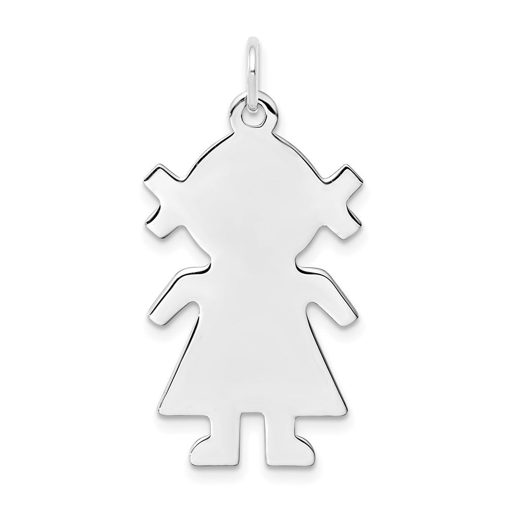Sterling Silver Rhodium Plated Eng. Girl Polished Front/back Disc Charm