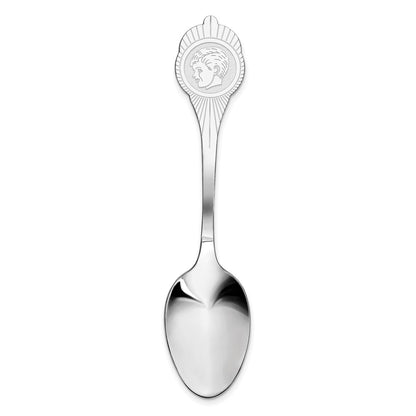 Sterling Silver Rhodium-Plated Boy Polished Front/Satin Back Spoon