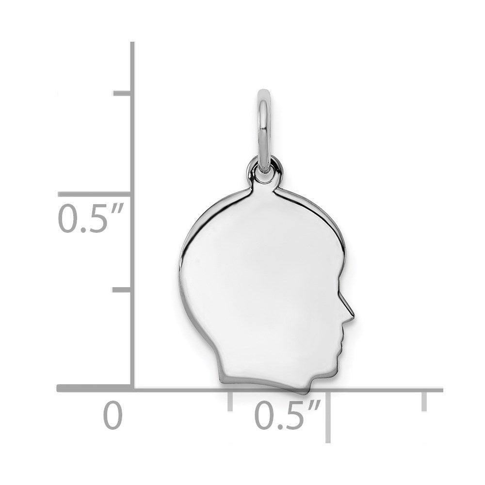 Sterling Silver Rh-Plt Engravable Boy Disc Charm Polish on Front/back