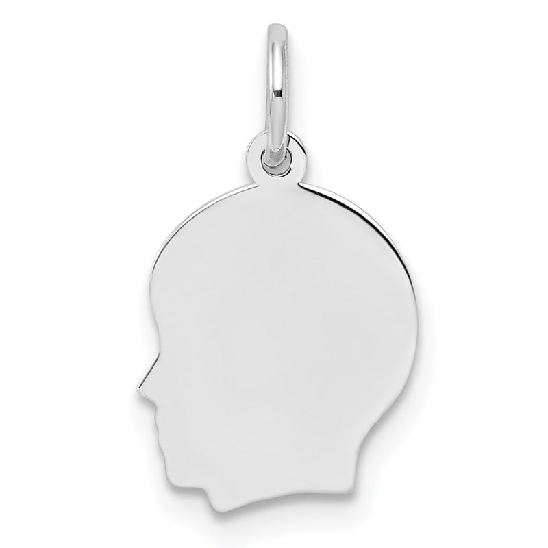Sterling Silver Sterl Rh-Plt Engraveable Boy Polished Front/Satin Back Disc Charm