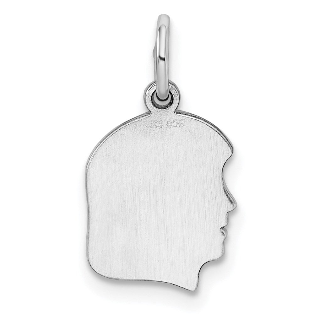 Sterling Silver Rh-Plt Engravable Girl Disc Charm Polish on Front/back