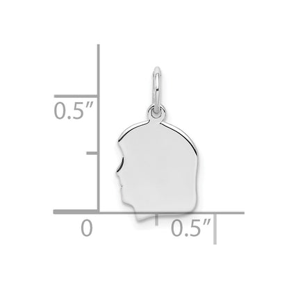 Sterling Silver Rh-Plt Engravable Girl Disc Charm Polish on Front/back