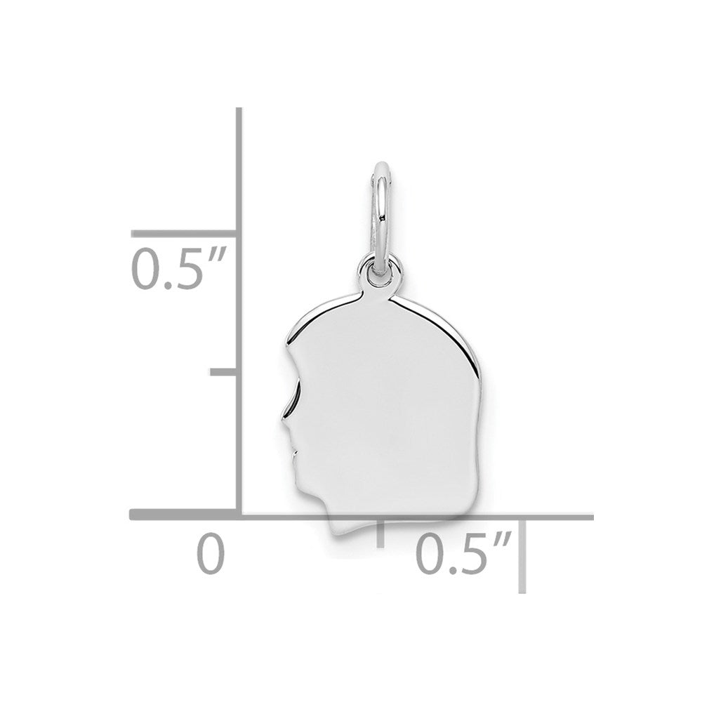 Sterling Silver Rh-Plt Engravable Girl Disc Charm Polish on Front/back